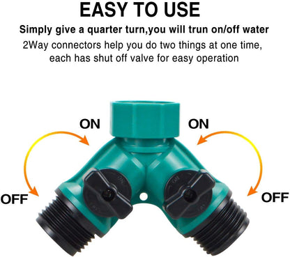 2 Way Garden Hose Splitter - Hose Y Splitter with 2 Valve, Male and Female Garden Hose Connector Perfect for Faucet Splitter, Hose and 3/4" Thread Watering Equipment,Outlet Splitter