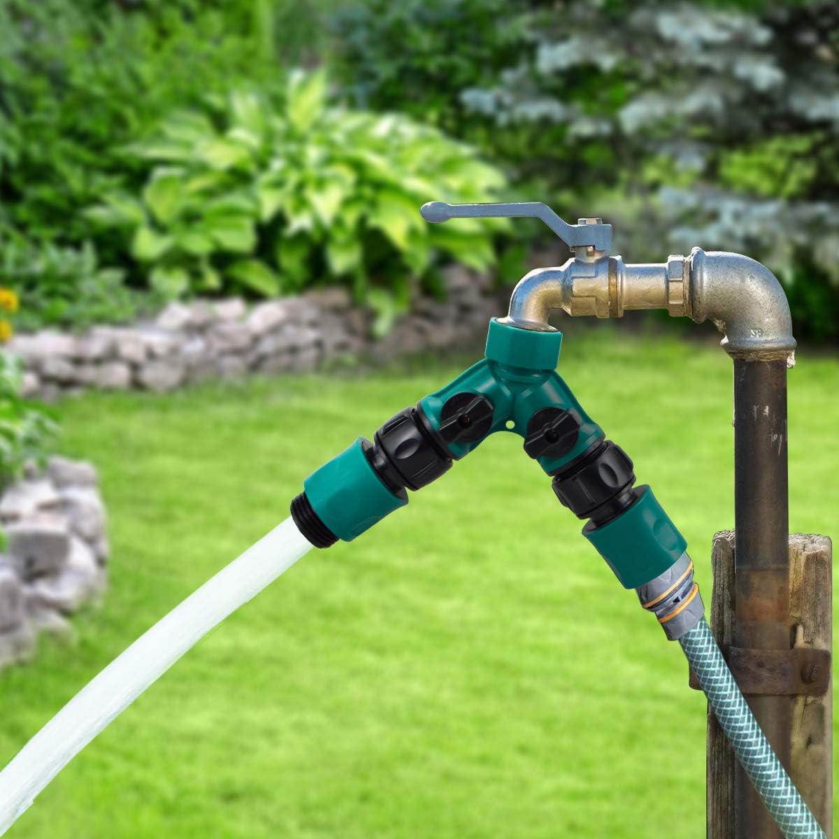 2 Way Garden Hose Splitter - Hose Y Splitter with 2 Valve, Male and Female Garden Hose Connector Perfect for Faucet Splitter, Hose and 3/4" Thread Watering Equipment,Outlet Splitter