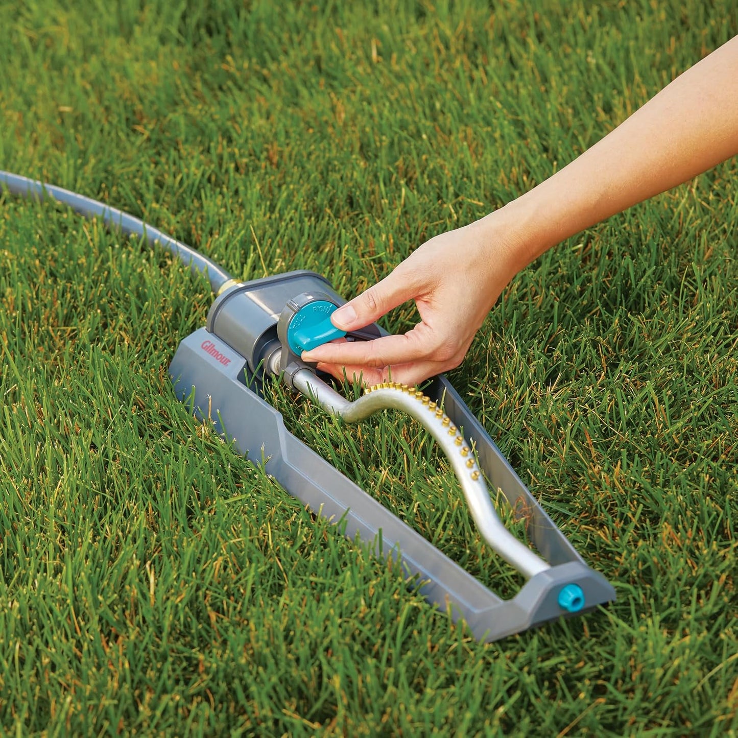 3600 Sq Ft Adjustable Rectangular Lawn Sprinkler, Oscillating, Large Area Coverage, For Lawn and Garden, Gray