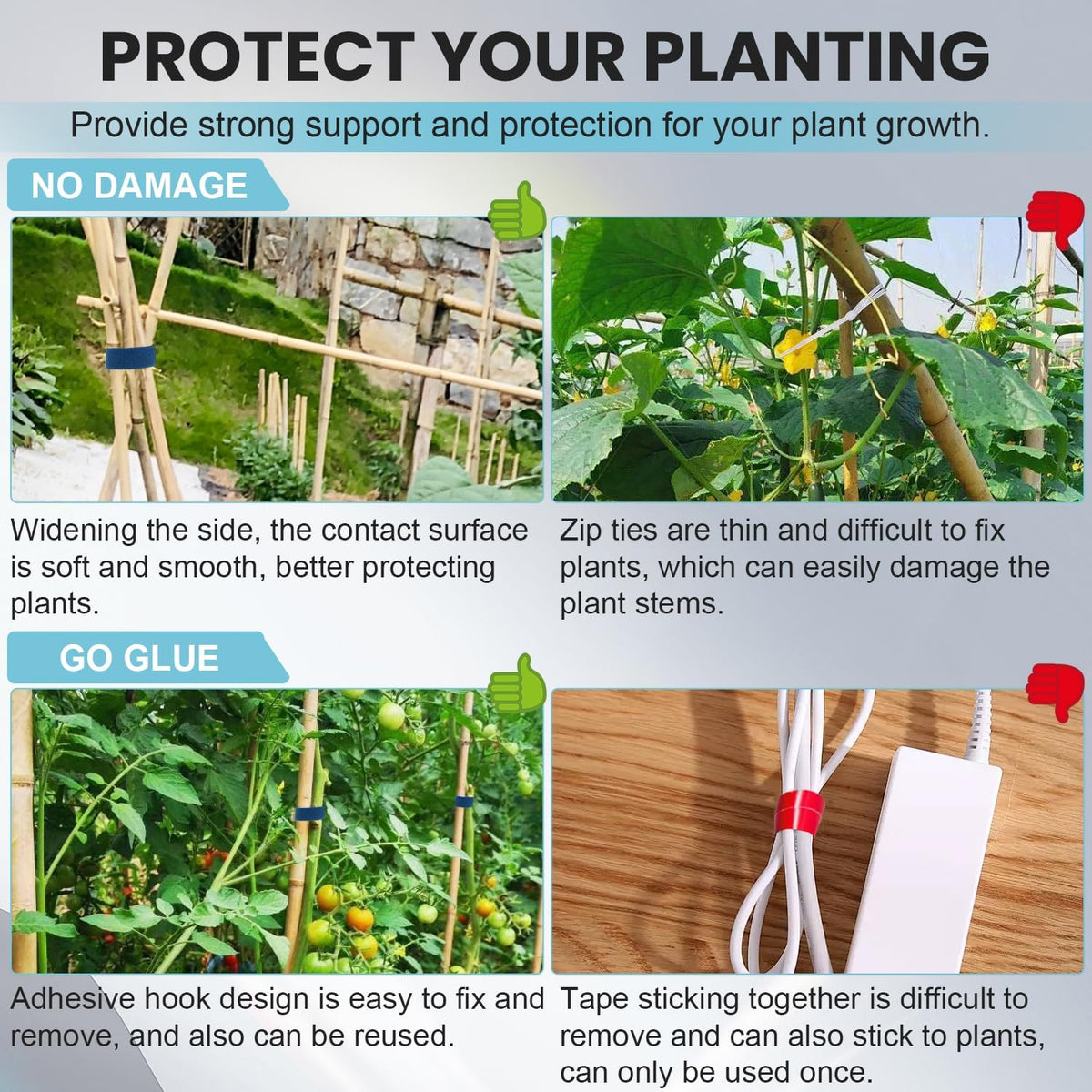 Garden Ties for Garland,Reusable and Adjustable Plant Tape,Soft Plant Supports for Effective Growing,Thicker Twist Ties for Plants Gardening,Plant Twist Tie for Plant Gardening,Home,Office