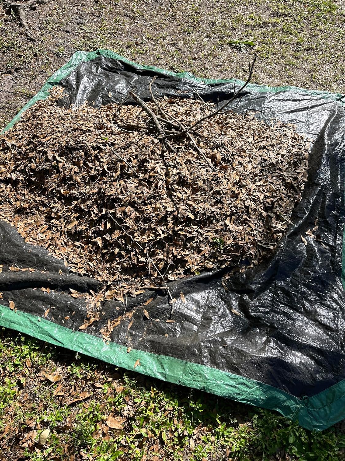 Drawstring Tarp - 9’ by 9’ - Extra Strength for Easy Clean Ups - Forms into Bag - Best Leaf Tarp - Useful for Covering Bikes, Furniture, Etc.