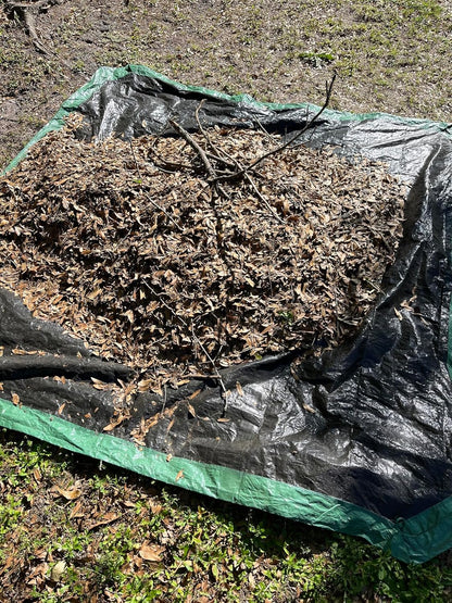 Drawstring Tarp - 9’ by 9’ - Extra Strength for Easy Clean Ups - Forms into Bag - Best Leaf Tarp - Useful for Covering Bikes, Furniture, Etc.