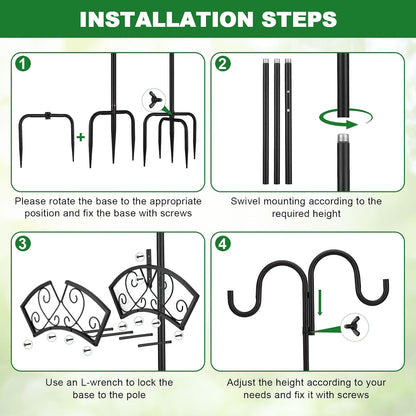 Garden Hose Holder, Freestanding Hose Stand for Outside, 150FT Hose Storage Organizer with 5-Prong Base and Shepherd Hooks for Garden Yard Patio