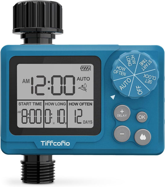 Sprinkler Timer Outdoor, Digital Programmable for Garden Hose, Irrigrtion Timer with Rain Delay and Manual Mode