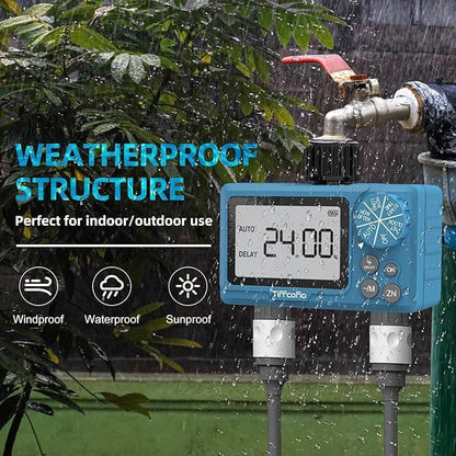 Sprinkler Timer Outdoor, Digital Programmable for Garden Hose, Irrigrtion Timer with Rain Delay and Manual Mode