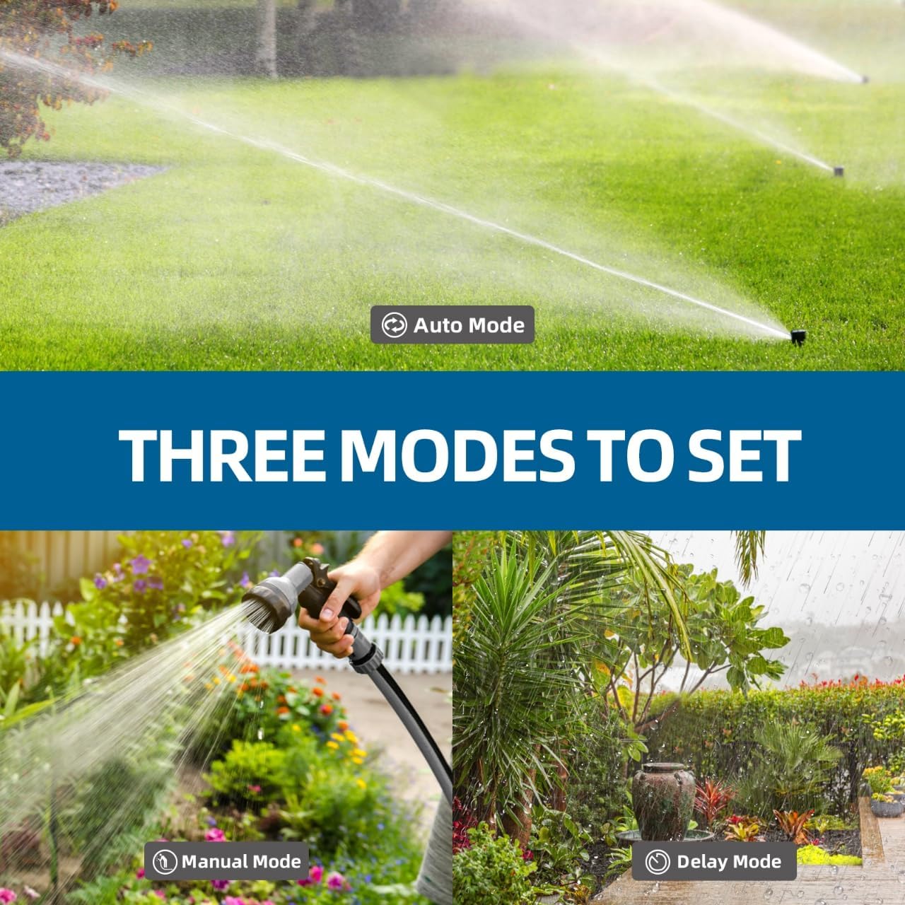 Sprinkler Timer Outdoor, Digital Programmable for Garden Hose, Irrigrtion Timer with Rain Delay and Manual Mode