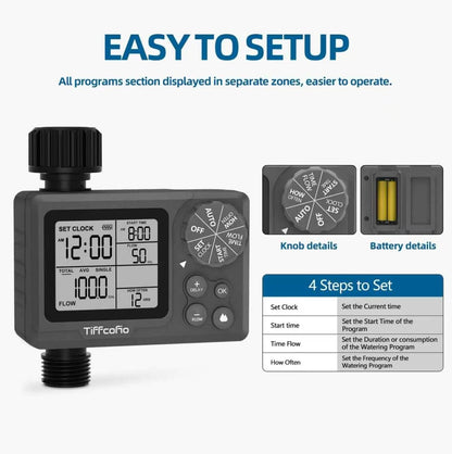 Sprinkler Timer Outdoor, Digital Programmable for Garden Hose, Irrigrtion Timer with Rain Delay and Manual Mode