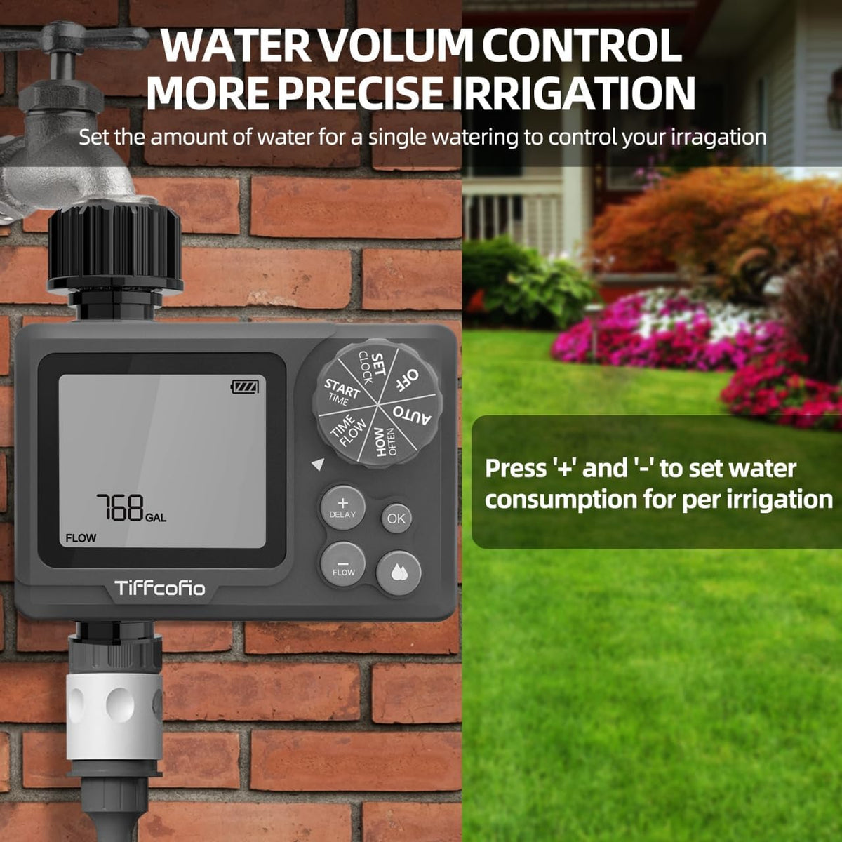 Sprinkler Timer Outdoor, Digital Programmable for Garden Hose, Irrigrtion Timer with Rain Delay and Manual Mode
