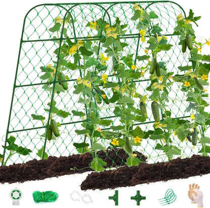 Extra Large Cucumber Trellis for Raised Bed,Green,65"x49.2"x23.6"