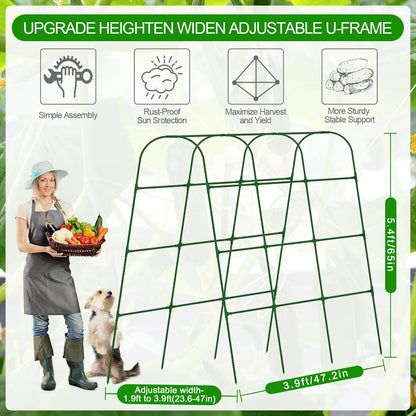 Extra Large Cucumber Trellis for Raised Bed,Green,65"x49.2"x23.6"