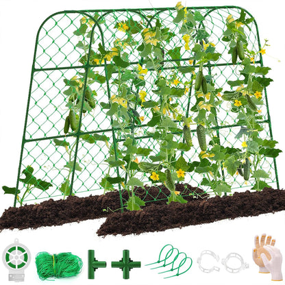 Extra Large Cucumber Trellis for Raised Bed,Green,65"x49.2"x23.6"