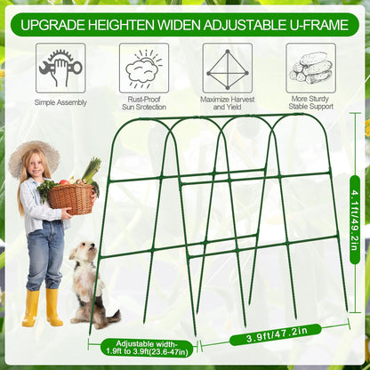 Extra Large Cucumber Trellis for Raised Bed,Green,65"x49.2"x23.6"