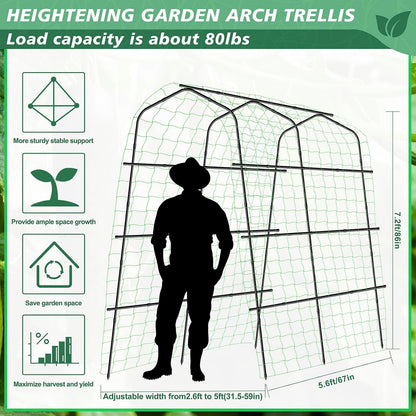 Extra Large Cucumber Trellis for Raised Bed,Green,65"x49.2"x23.6"