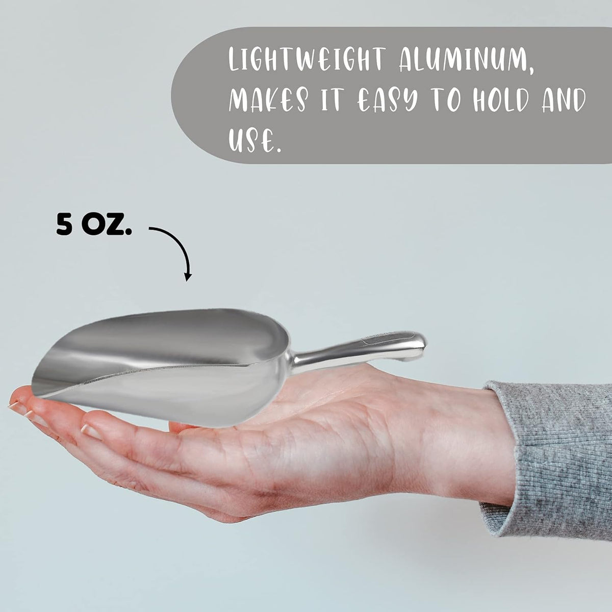 Cast Aluminum Utility Scoop - 12 oz. - Round Bottom, ice scoop For Multi-Purpose Use, With Finger Groove Handle (Hand Wash Only) (12 oz.)