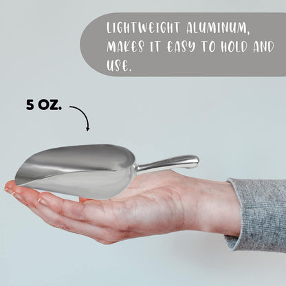 Cast Aluminum Utility Scoop - 12 oz. - Round Bottom, ice scoop For Multi-Purpose Use, With Finger Groove Handle (Hand Wash Only) (12 oz.)