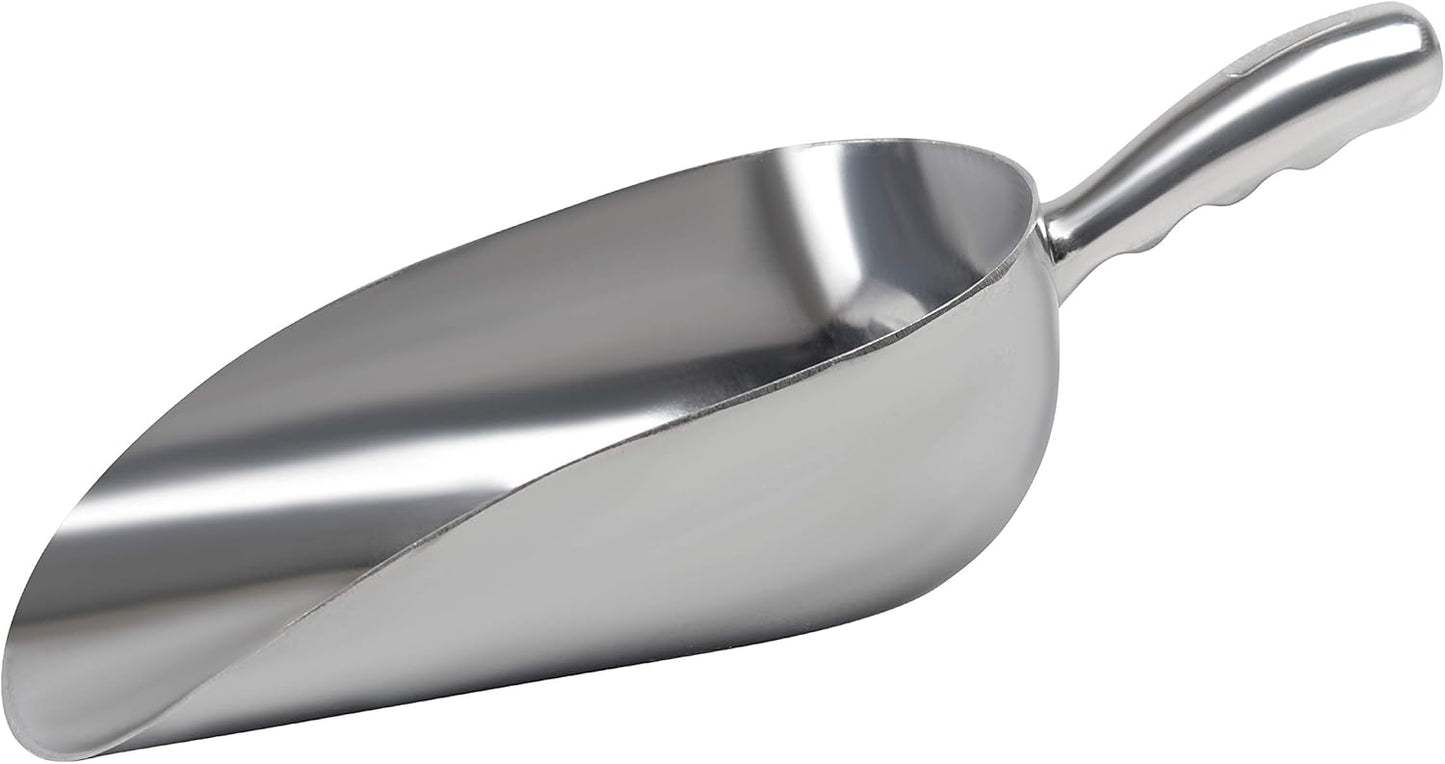 Cast Aluminum Utility Scoop - 12 oz. - Round Bottom, ice scoop For Multi-Purpose Use, With Finger Groove Handle (Hand Wash Only) (12 oz.)