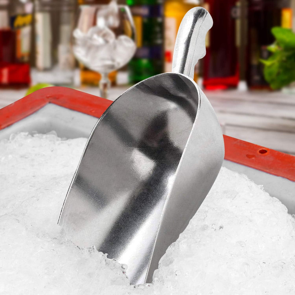 Cast Aluminum Utility Scoop - 12 oz. - Round Bottom, ice scoop For Multi-Purpose Use, With Finger Groove Handle (Hand Wash Only) (12 oz.)