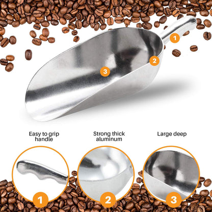 Cast Aluminum Utility Scoop - 12 oz. - Round Bottom, ice scoop For Multi-Purpose Use, With Finger Groove Handle (Hand Wash Only) (12 oz.)