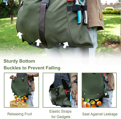 Gardening Apron Waterproof Cross Back Apron, Extra 600D Heavy Duty Apron Harvest and Large Quick Release Pockets