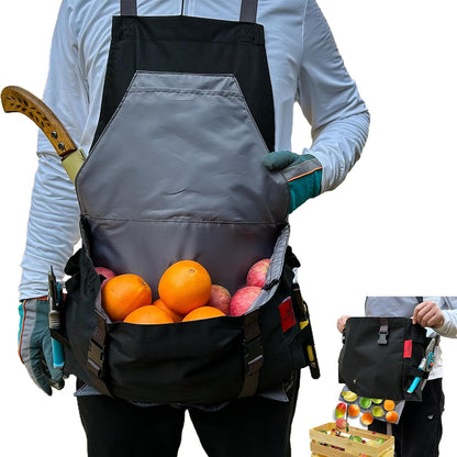 Gardening Apron Waterproof Cross Back Apron, Extra 600D Heavy Duty Apron Harvest and Large Quick Release Pockets