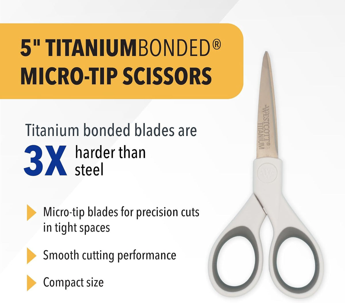5-Inch Micro-Tip Fabric Scissors with Titanium-Bonded Blades - Craft Scissors for Paper and Fabric, Sewing, and More