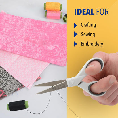 5-Inch Micro-Tip Fabric Scissors with Titanium-Bonded Blades - Craft Scissors for Paper and Fabric, Sewing, and More