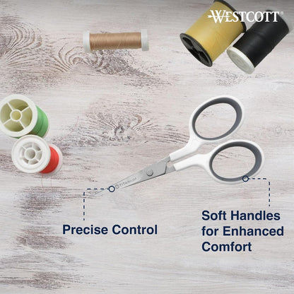 5-Inch Micro-Tip Fabric Scissors with Titanium-Bonded Blades - Craft Scissors for Paper and Fabric, Sewing, and More