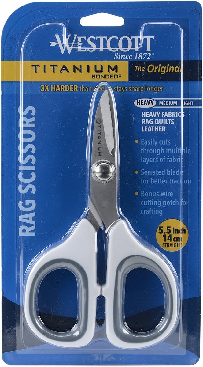 5-Inch Micro-Tip Fabric Scissors with Titanium-Bonded Blades - Craft Scissors for Paper and Fabric, Sewing, and More