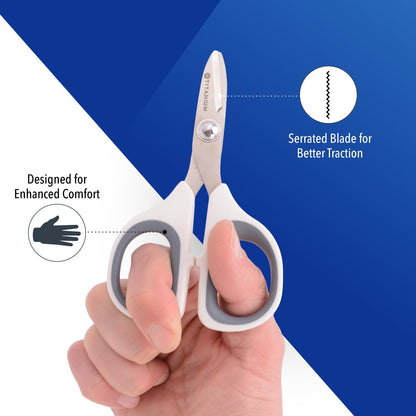 5-Inch Micro-Tip Fabric Scissors with Titanium-Bonded Blades - Craft Scissors for Paper and Fabric, Sewing, and More