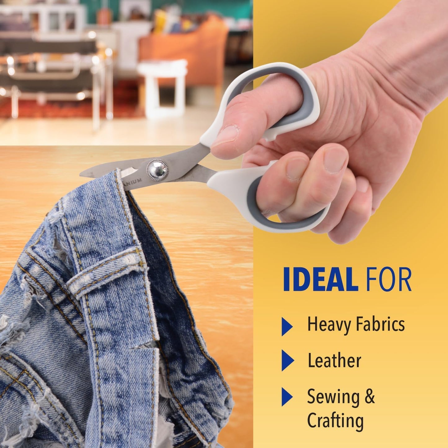 5-Inch Micro-Tip Fabric Scissors with Titanium-Bonded Blades - Craft Scissors for Paper and Fabric, Sewing, and More