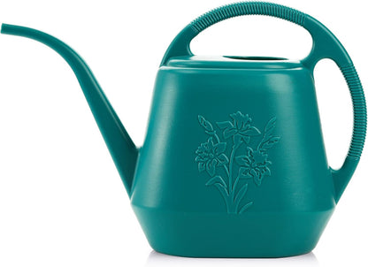 1-Gallon Plastic Watering Can with Comfortable Handle, Garden Watering Cans Long Spout for Indoor Outdoor Watering Plants (Green)