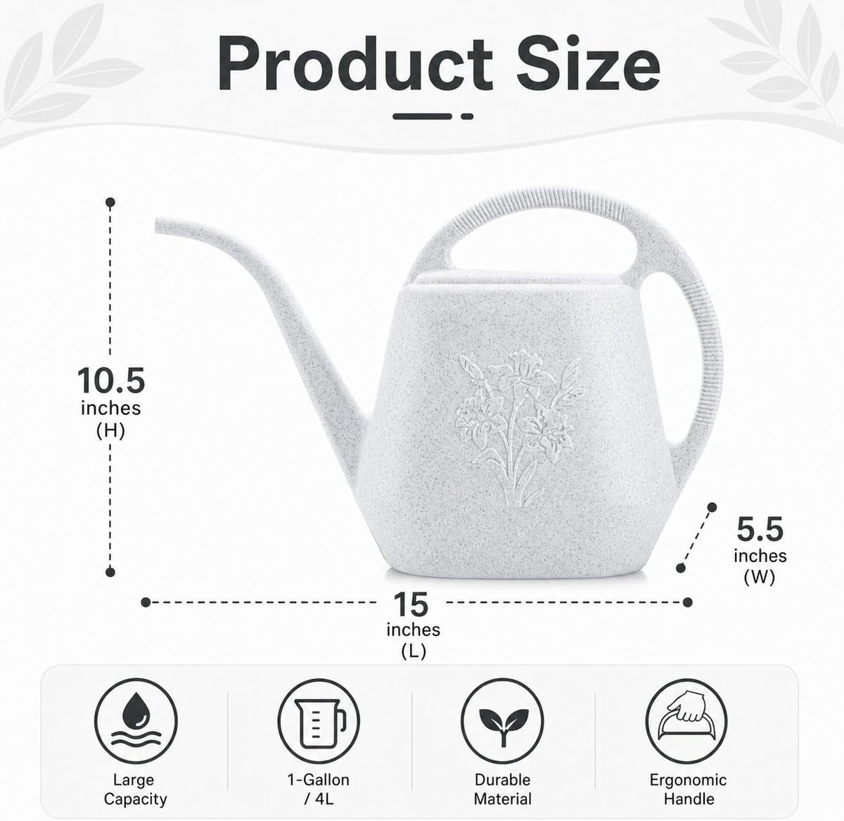 1-Gallon Plastic Watering Can with Comfortable Handle, Garden Watering Cans Long Spout for Indoor Outdoor Watering Plants (Green)