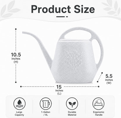 1-Gallon Plastic Watering Can with Comfortable Handle, Garden Watering Cans Long Spout for Indoor Outdoor Watering Plants (Green)