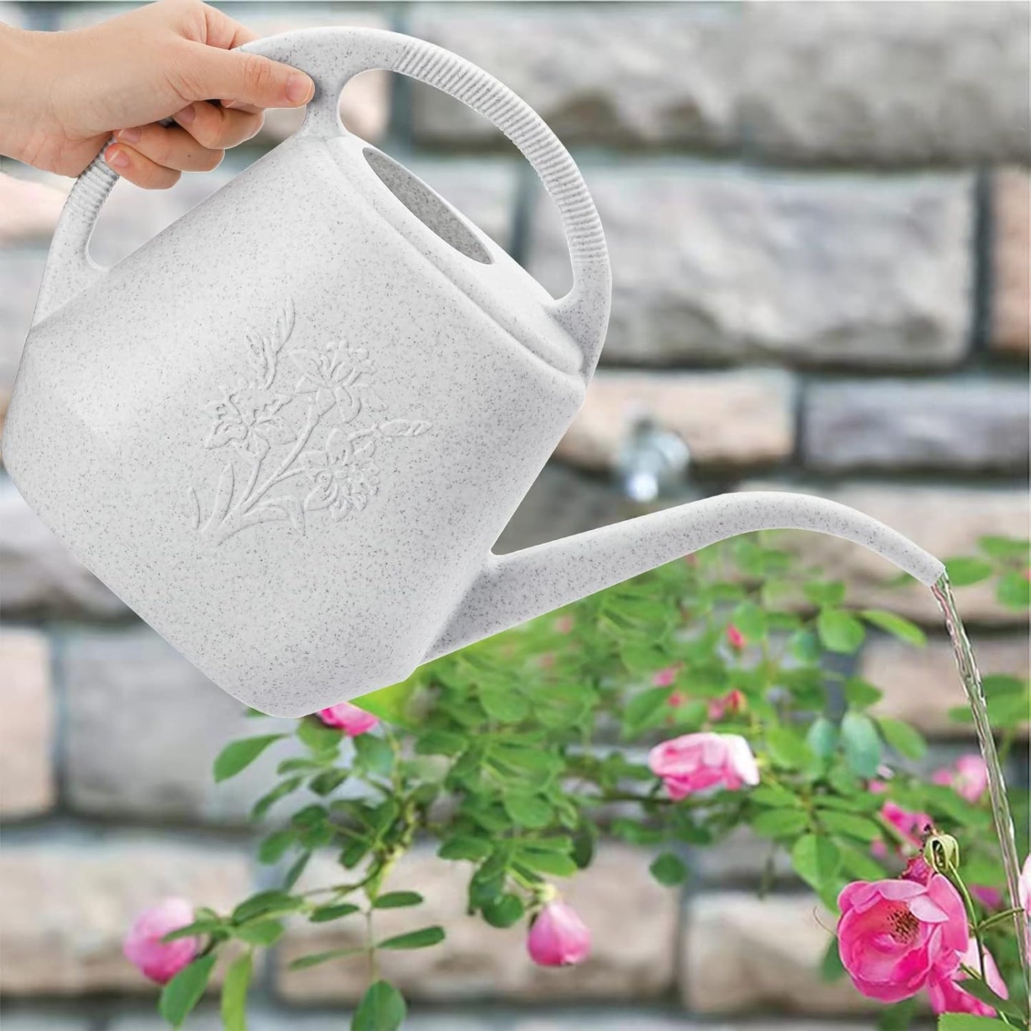 1-Gallon Plastic Watering Can with Comfortable Handle, Garden Watering Cans Long Spout for Indoor Outdoor Watering Plants (Green)