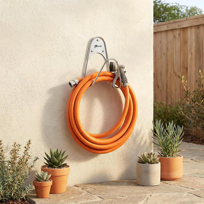 Garden Hose Holder Stainless Steel Small Wall Mount Garden Hose Hook, Ideal for Water, Air, Hydraulic Hose, Ropes, Extension Cords Heavy Duty & Rust Proof (1)