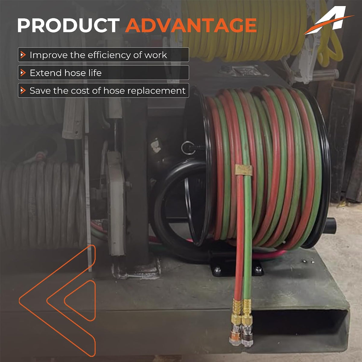 Manual Twin Welding Hose Reel Holds 100 ft of 3/8" or 1/4" Gas Hose,Universal Mounting Bracket for Wall, Ceiling or Cart (Hose Not Included)