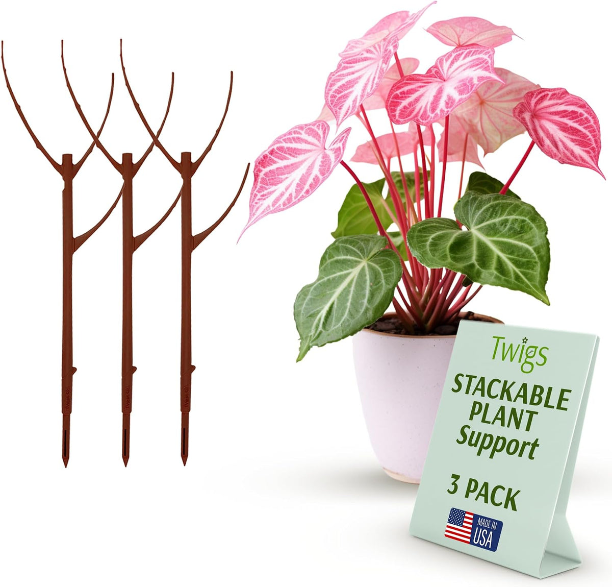 Stackable Monstera Plant Support Stakes, Monstera Dark Green, 5-Pack, 17" L