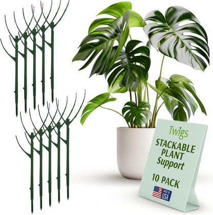 Stackable Monstera Plant Support Stakes, Monstera Dark Green, 5-Pack, 17" L