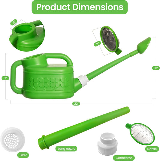 Plastic 1-Gallon Watering Can with Long Spout and Dual Handle for Indoor & Outdoor Plant Care, Lawn Maintenance and Yard Gardening