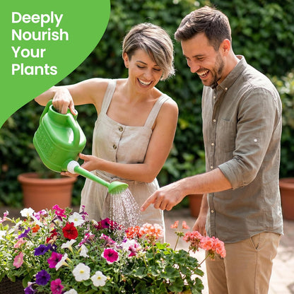 Plastic 1-Gallon Watering Can with Long Spout and Dual Handle for Indoor & Outdoor Plant Care, Lawn Maintenance and Yard Gardening