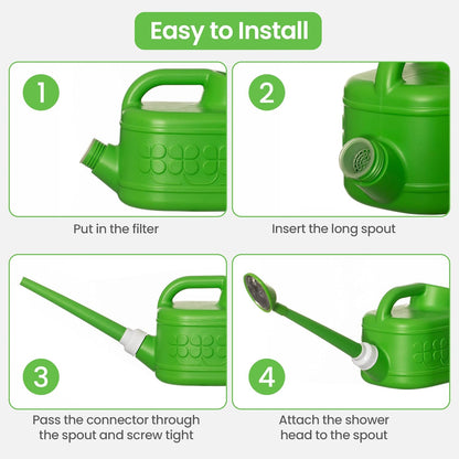 Plastic 1-Gallon Watering Can with Long Spout and Dual Handle for Indoor & Outdoor Plant Care, Lawn Maintenance and Yard Gardening