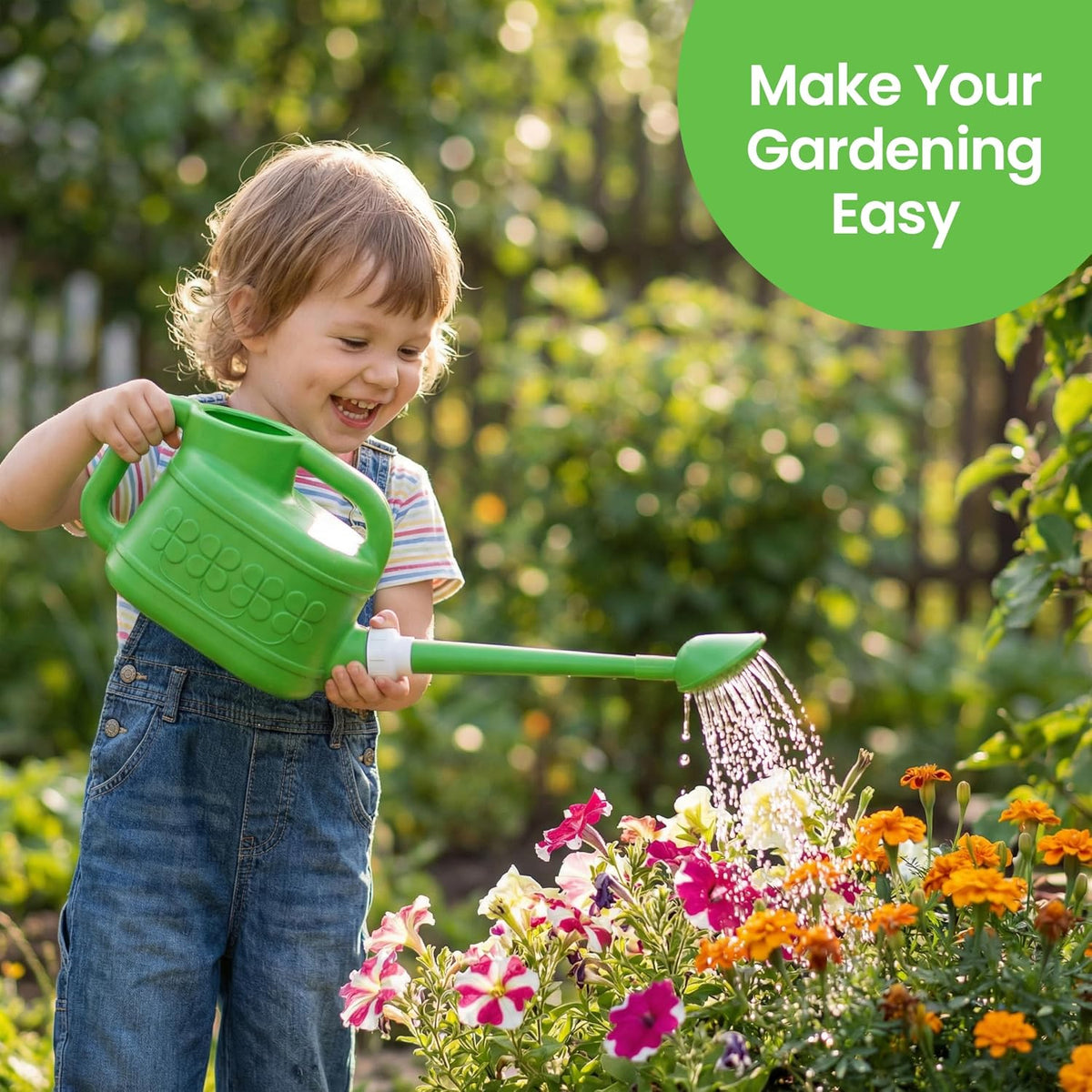 Plastic 1-Gallon Watering Can with Long Spout and Dual Handle for Indoor & Outdoor Plant Care, Lawn Maintenance and Yard Gardening