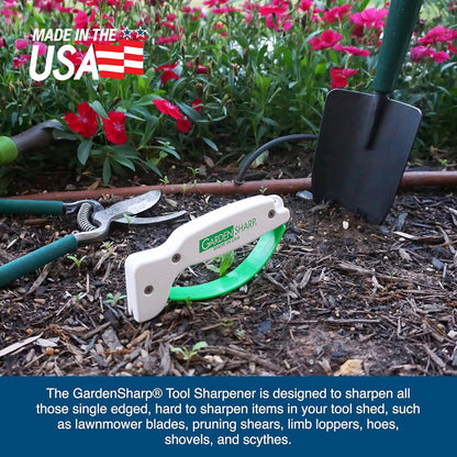 AccuSharp Garden Tool Sharpener, Diamond-Honed Tungsten Carbide Blades, Restores, Repairs, Sharpens & Hones Lawnmower Blades, Secateurs, Limb Loppers, Hoes, Shovels, and Scythes
