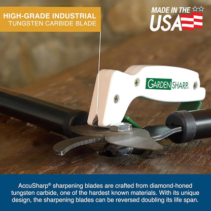AccuSharp Garden Tool Sharpener, Diamond-Honed Tungsten Carbide Blades, Restores, Repairs, Sharpens & Hones Lawnmower Blades, Secateurs, Limb Loppers, Hoes, Shovels, and Scythes