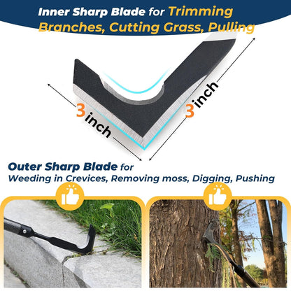 Heavy Duty Crack Weeder for Sidewalk & Paver – 58" Long Handle Weed Puller Tool, Carbon Steel Blade for Removing Crevice Weeds from Deck, Patio & Garden Beds