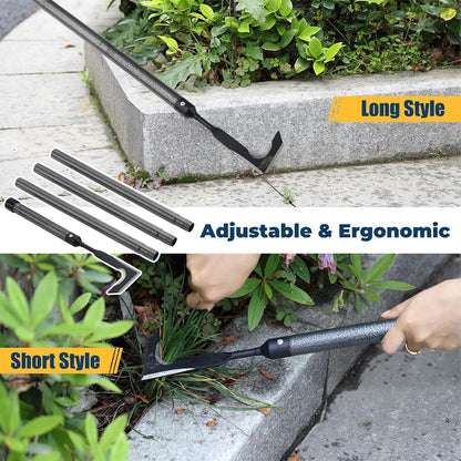 Heavy Duty Crack Weeder for Sidewalk & Paver – 58" Long Handle Weed Puller Tool, Carbon Steel Blade for Removing Crevice Weeds from Deck, Patio & Garden Beds