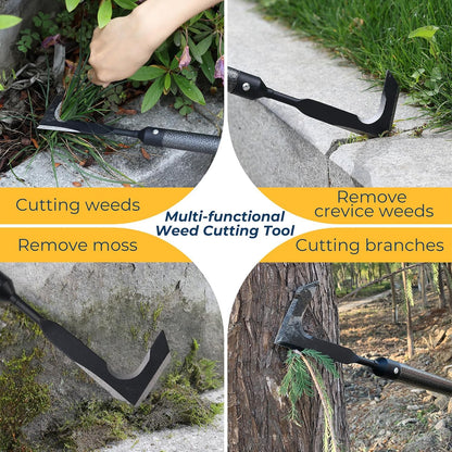 Heavy Duty Crack Weeder for Sidewalk & Paver – 58" Long Handle Weed Puller Tool, Carbon Steel Blade for Removing Crevice Weeds from Deck, Patio & Garden Beds