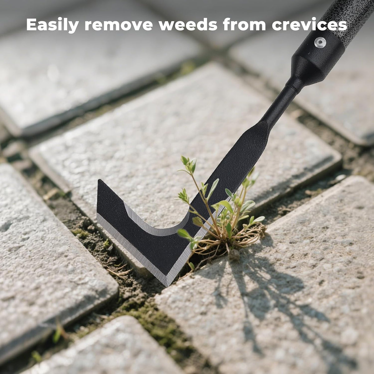 Heavy Duty Crack Weeder for Sidewalk & Paver – 58" Long Handle Weed Puller Tool, Carbon Steel Blade for Removing Crevice Weeds from Deck, Patio & Garden Beds
