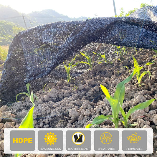 50% Shade Cloth for Garden, 6.5x16.5FT Black Sun Shade Cover