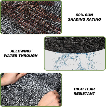 50% Shade Cloth for Garden, 6.5x16.5FT Black Sun Shade Cover